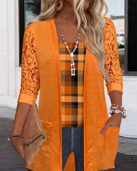 Topp Med Faux Todelt Rutemønster