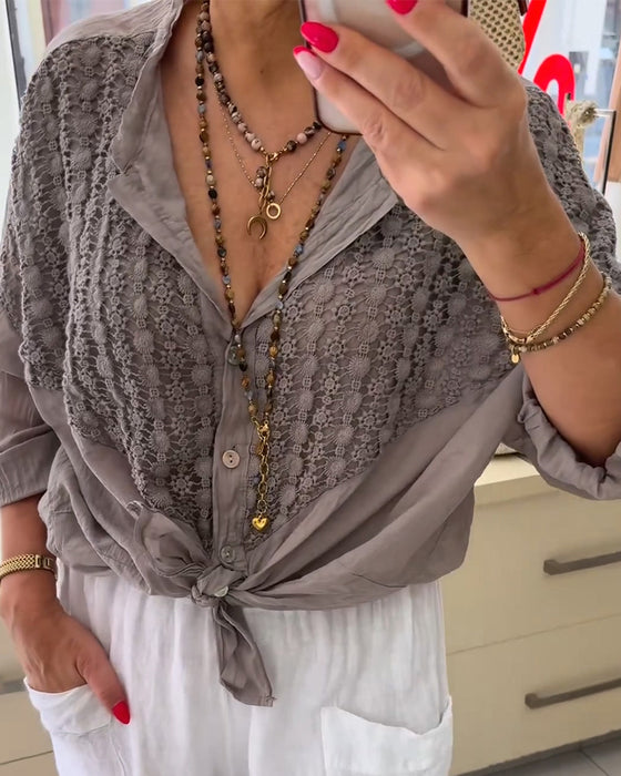 Bluse Med Knapp Og Flaggermuserme