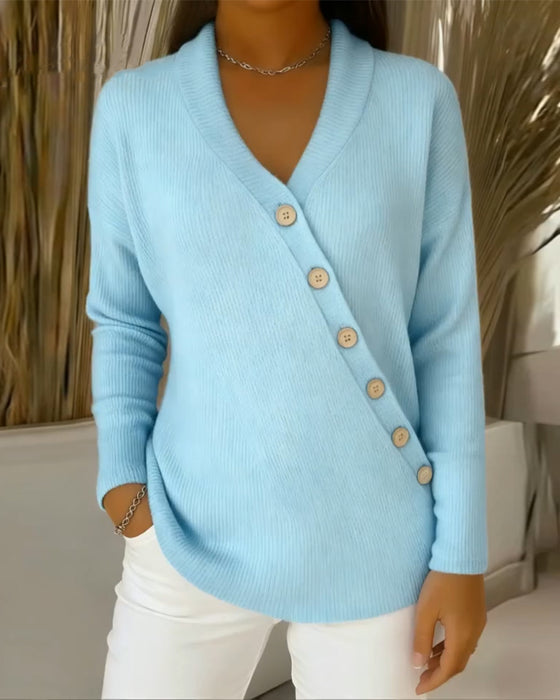 V-Hals Genser Med Knapper