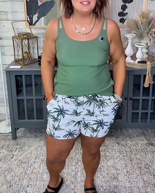 Tankini Trøye-Stylet Firkantet Badeshorts