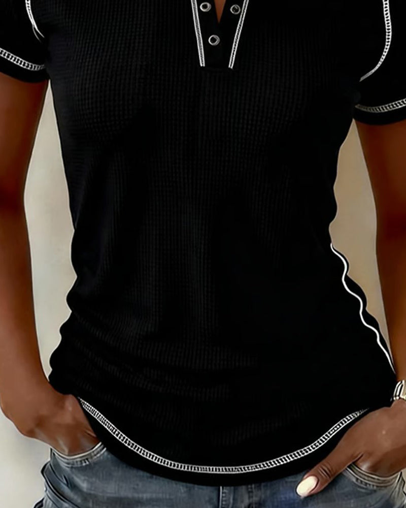 T-Tröja Vev Waffle Henley