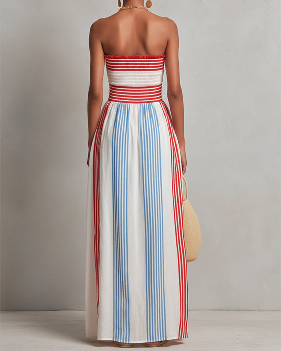 Kjole Ermeløs Fargerik Stripe