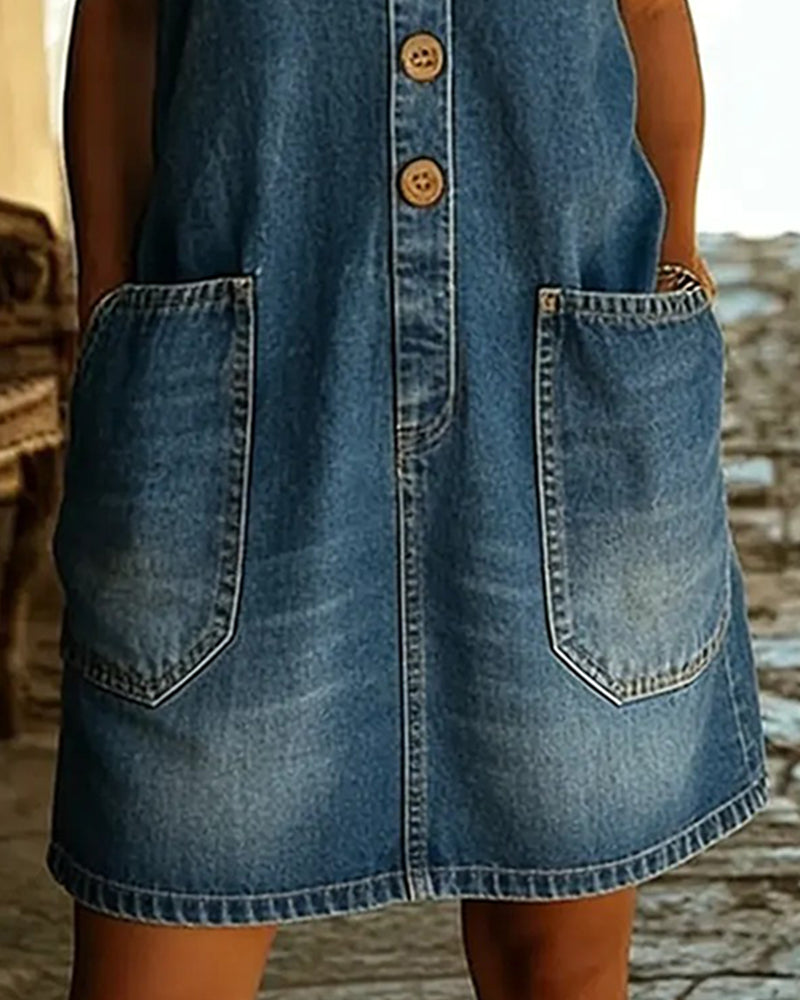 Kjole Avslappnet Ermeløs Stor Lomme