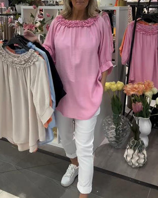 Bluse Kortermet Blomstert Løs