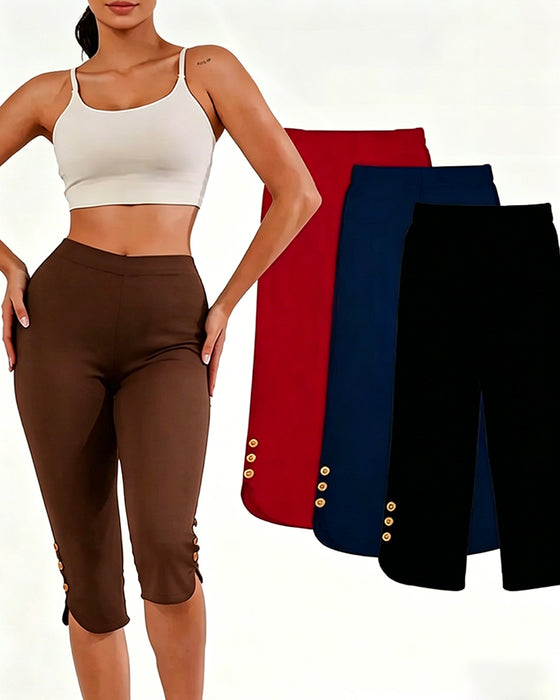 Leggings Ensfarget Slim-Fit Avkortet