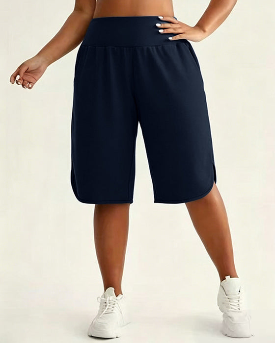 Høy Midje Vide Ben Shorts