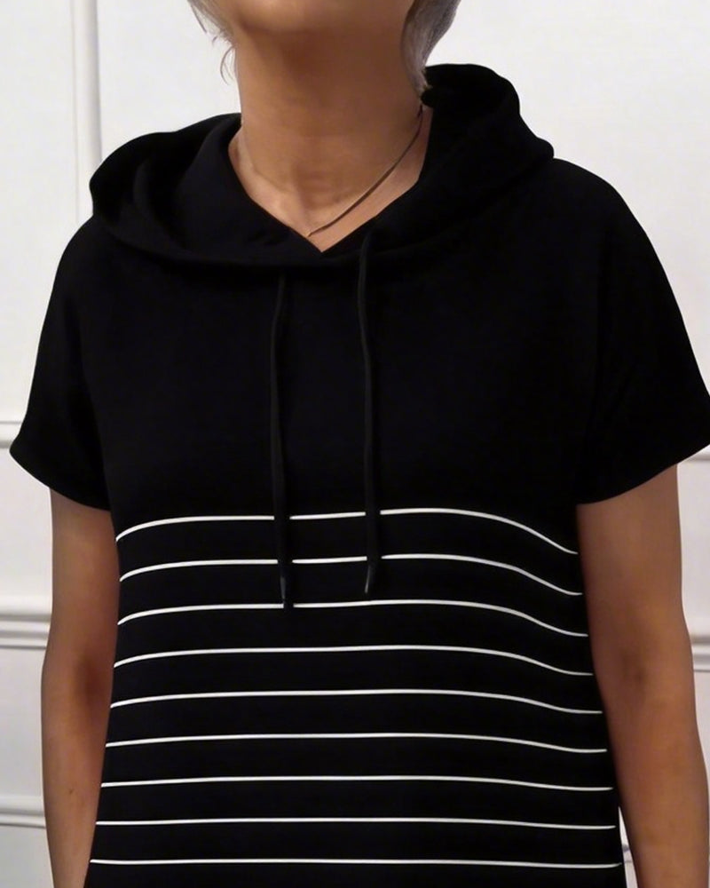 Kjole Med Hette Stripet Casual