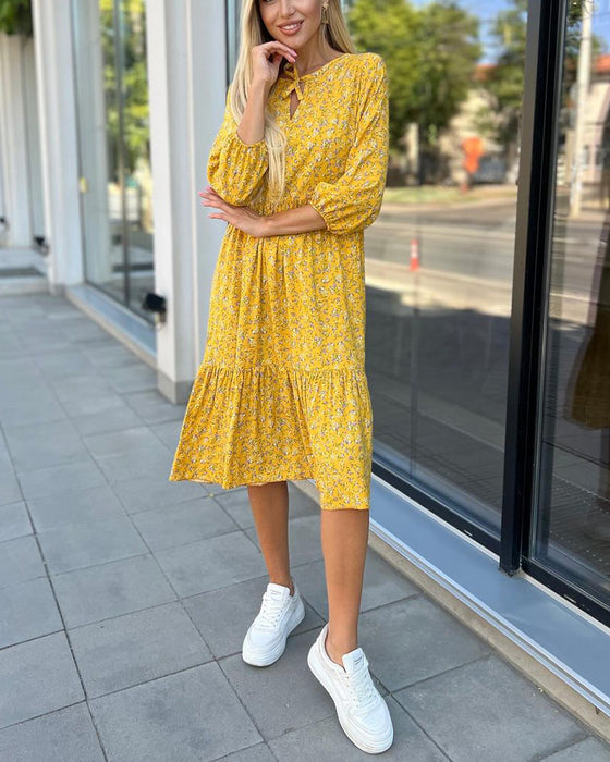 Frisk floral plissert fritidskjole