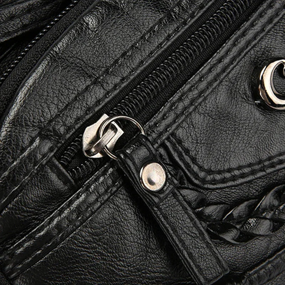 Dame Myk PU Lær Multi-Lomme Crossbody Veske