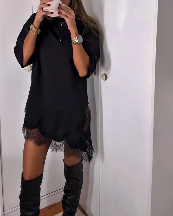 Kjole Casual Kortermet Lappeteknikk