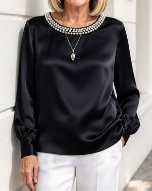 Bluse Rund Hals Lykt Langermet