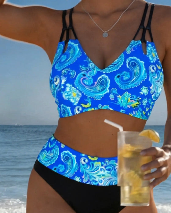 Bikini Fargeblokk Stropp Paisley