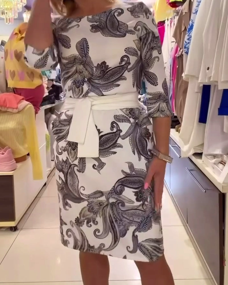 Kjole Cashew Blomst Rund Hals Moteriktig