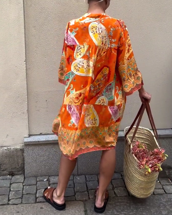 Bohemisk Kjole Med Motetrykk