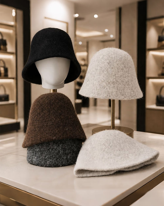 Solid Farge Semsket Bucket Hat
