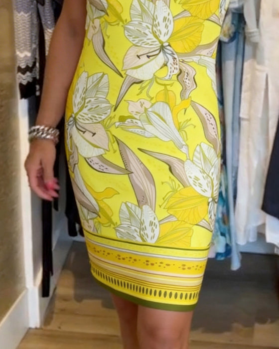 Kjole Ermeløs Trykt Tettsittende