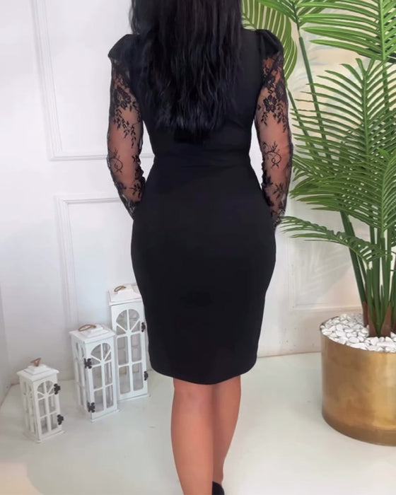 V-hals ensfarget slim kjole