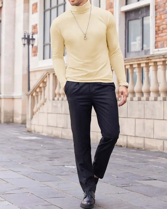 Bluse Høy Hals Slim Fit Solid Mann