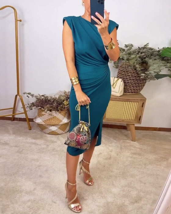 Ensfarget kjole uten erme