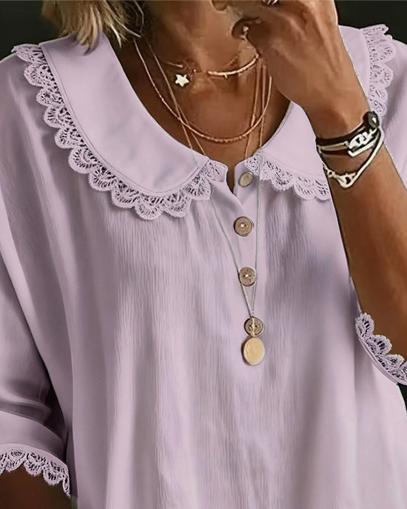 Bluse Kniplingkantet Innfelling Babykrage