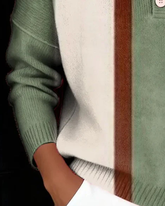Pullover Med Lange Ermer Og Fargeblokk