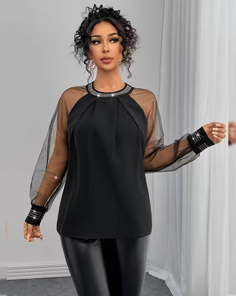 Bluse Hette Rinsten Mesh Langermet Modisk