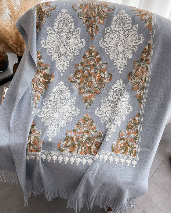 Trykt Frynset Lang Skjerf