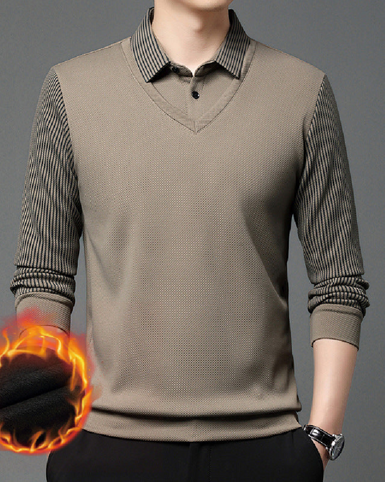 ⏳Begrenset Tid 50% Rabatt💥Stripet Jakkeslag Falsk Todelt Skjorte