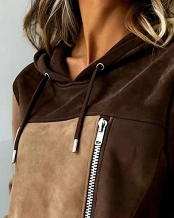 Hoodie Hetter Snor Kontrast Glidelås
