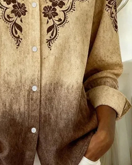 Retro Skjorte Med Fargeovergangstrykk