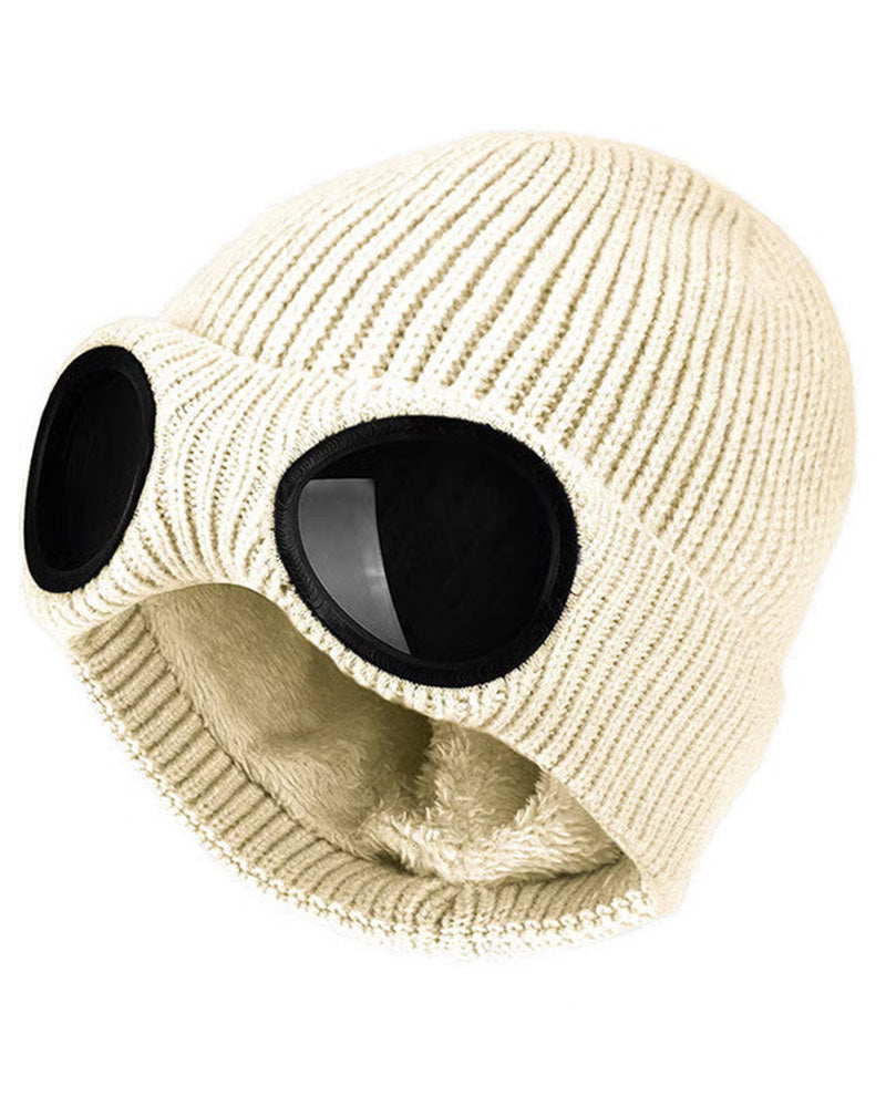 Unisex Ensfarget Goggle-linse Designet Beanie Lue