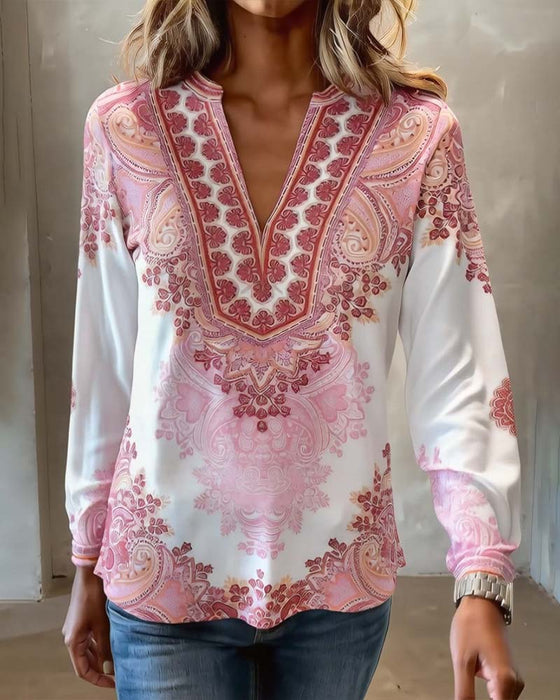 Topp V-Hals Bohemsk Løs