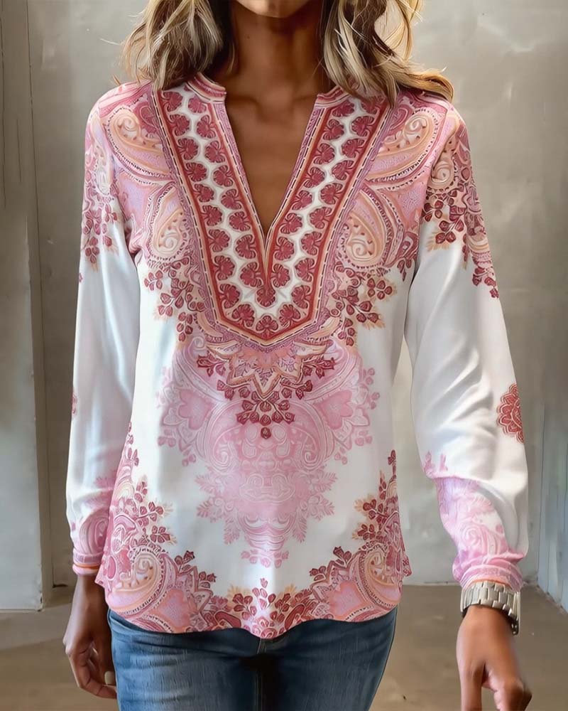 Topp V-Hals Bohemsk Løs