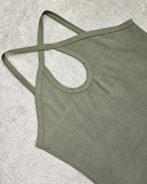 Cami Top Halter Hals Uthulet Ribbet