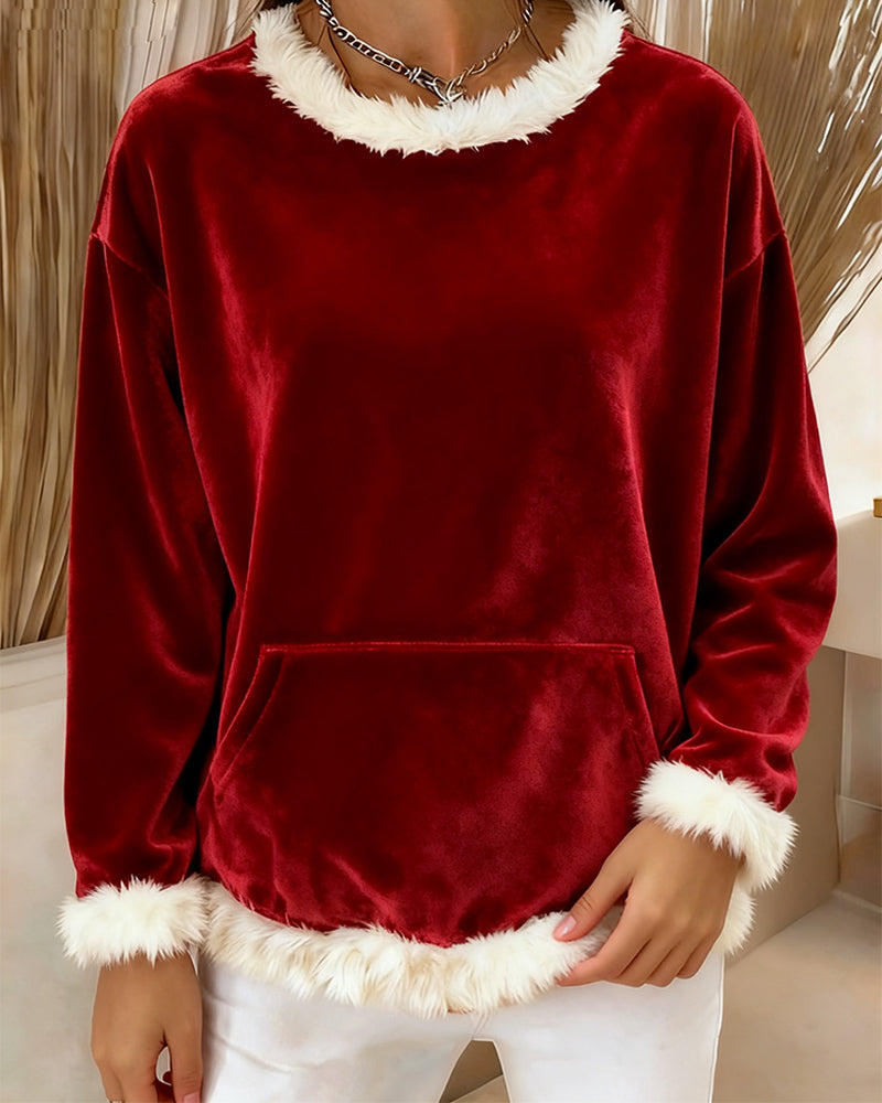 Helfarget Langermet Sweatshirt Med Lappverk