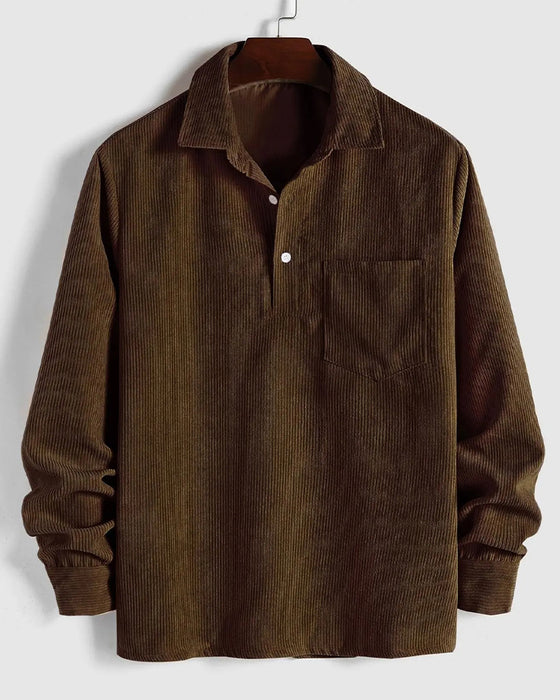 Bluse Menn Solid Farge Jakkeslag Knapp