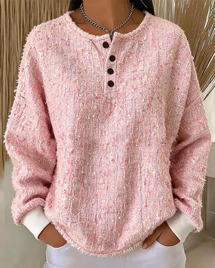 Genser Tweed Henley Krage Knappefront