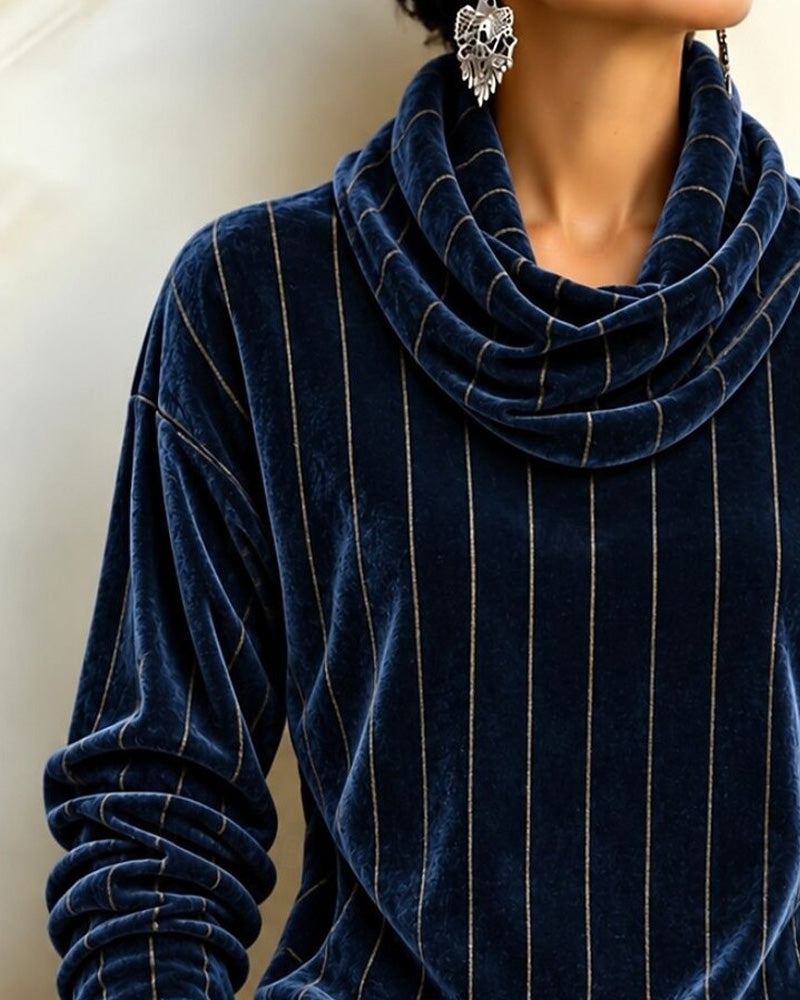 Topp Stripet Cowl Hals Mote
