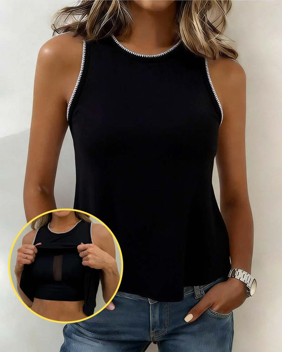 Tettsittende Ermeløs Topp Med Innebygd Bh Og Fargeblokk