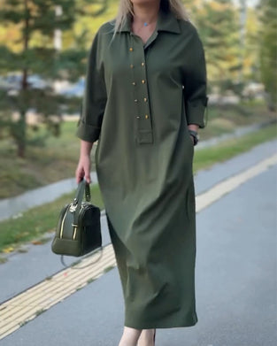 Kjole Jakkeslag Casual Lomme Shift