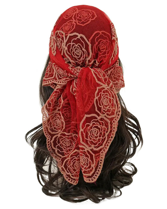 Blomstret Nett Scallop Design Bandana