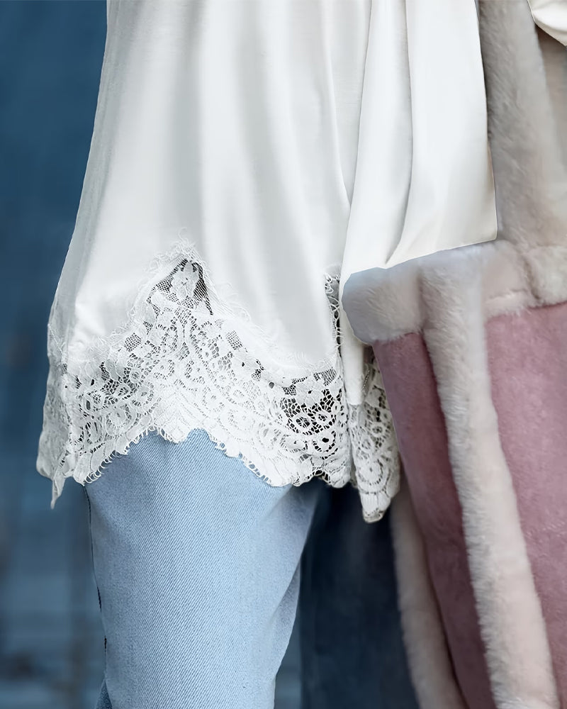 Bluse Blonde V-Hals Langermet Løs