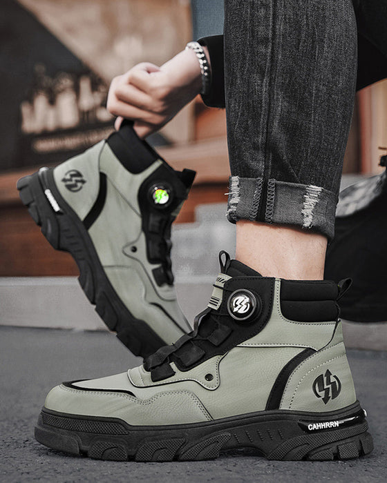 Sko Menns Utendørs Dreie Spenne Arbeid 🔄👞 – Vanntette 💦, Slipresistente 🚶‍♂️, Komfortable , Pustende 🌬️