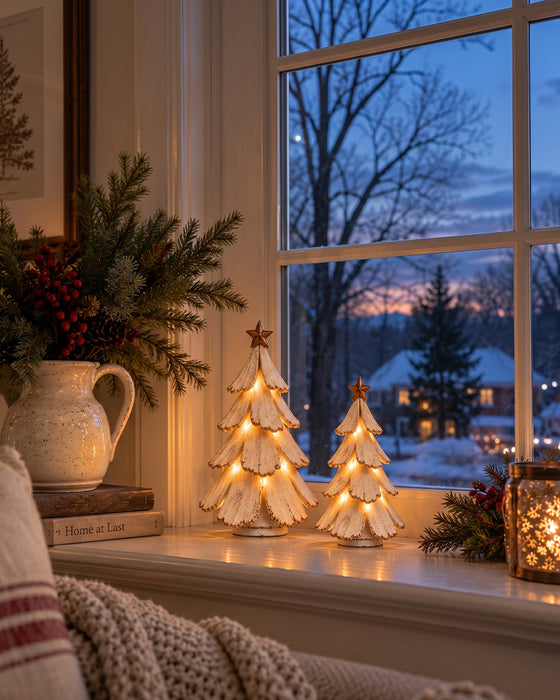 🎄🌙 Vintage Juletre Med Lys Figur
