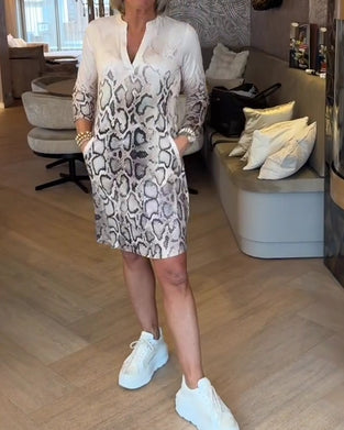 Kjole Slange Trykk V-Hals