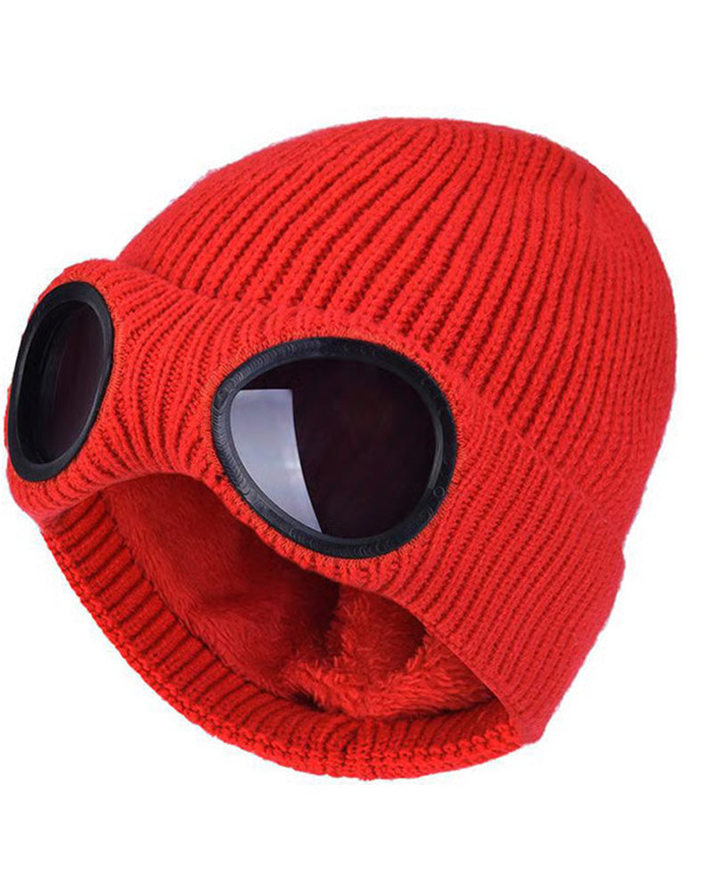 Unisex Ensfarget Goggle-linse Designet Beanie Lue