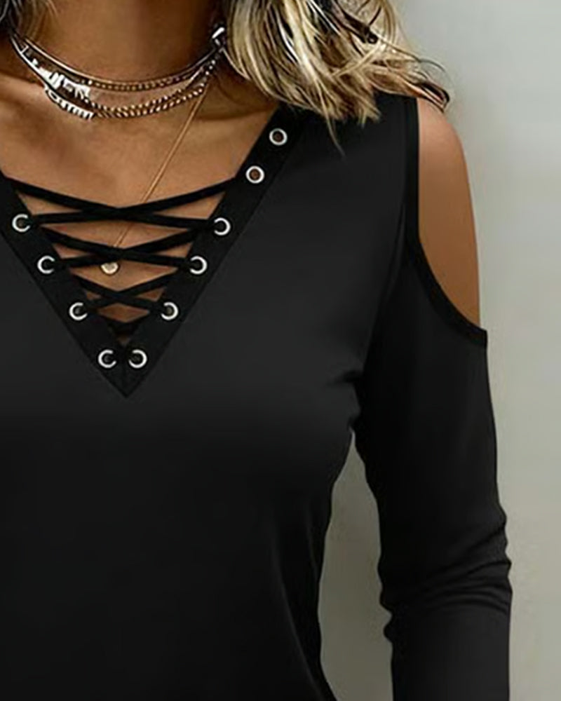 Topp Off-Shoulder Kors Lang Erme