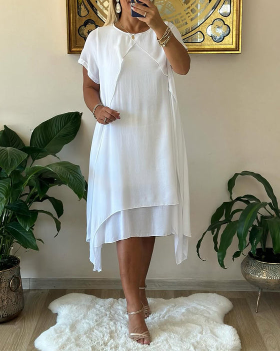 Kjole Falsk To-delt Dobbeltlagd Løs Kortermet