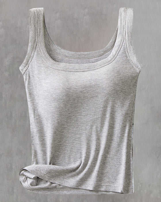 Vest I Ensfarget Med Innebygd Bh