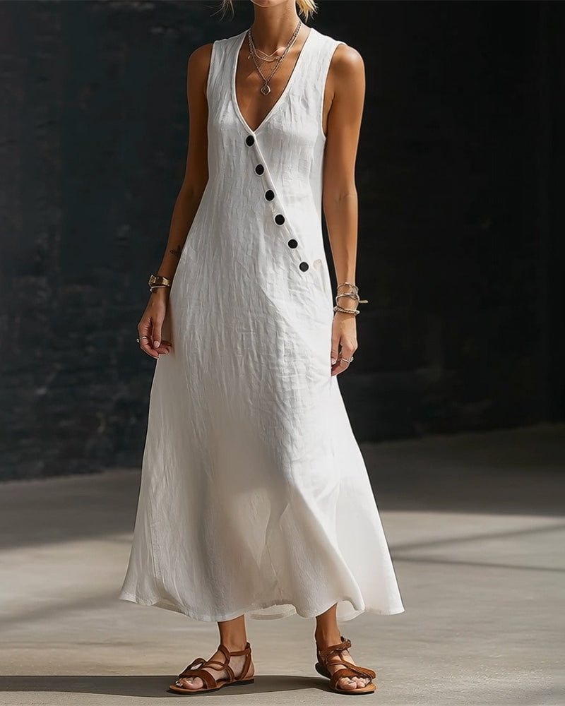 Kjole Solid Farge Knapp Vest